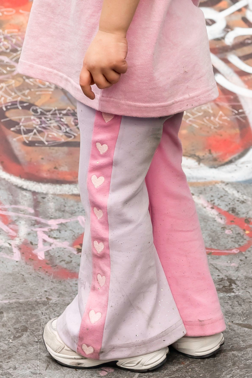 Poss &amp; Soss Pixie Dust glitter heart flares, pink and lilac pastel with heart embroidery, view 5 of 9