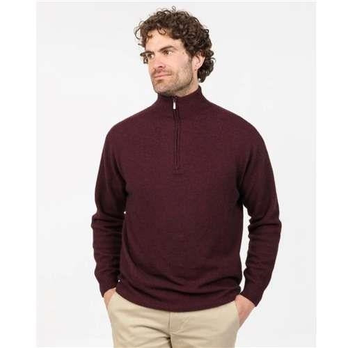 Native World Possum Merino Lightweight 1/2 Zip Knit - Shiraz