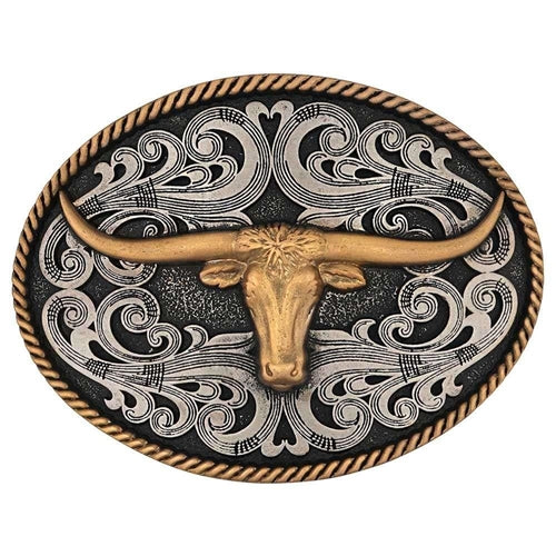 Montana Silversmiths - Two Tone Longhorn Attitude Buckle