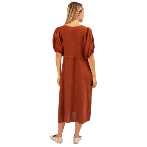 Vera May - Italian V Neck Dress - Rust