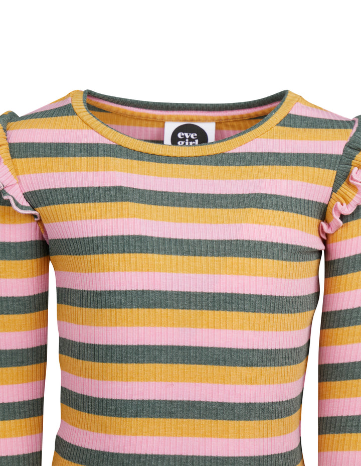 Eve Girl ARIA RIB LSLV TEE (SIZE 3-7) in STRIPE
