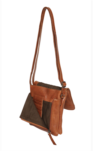 Modapelle - Leather Cross Body with Card Compartment - Tan