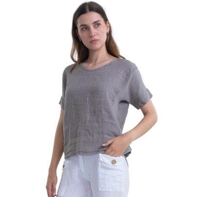 Vera May - Italian Linen Top - Fango/Taupe