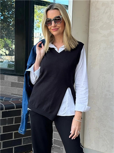 Threadz - Vicky Side Split Vest - Black