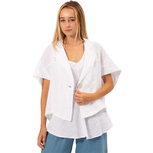 Vera May - Italian Linen Short Jacket - White