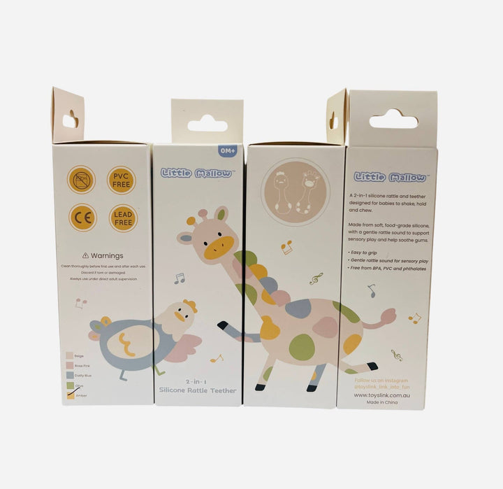 ToysLink Little Mallow Silicone Giraffe Rattle - Pink