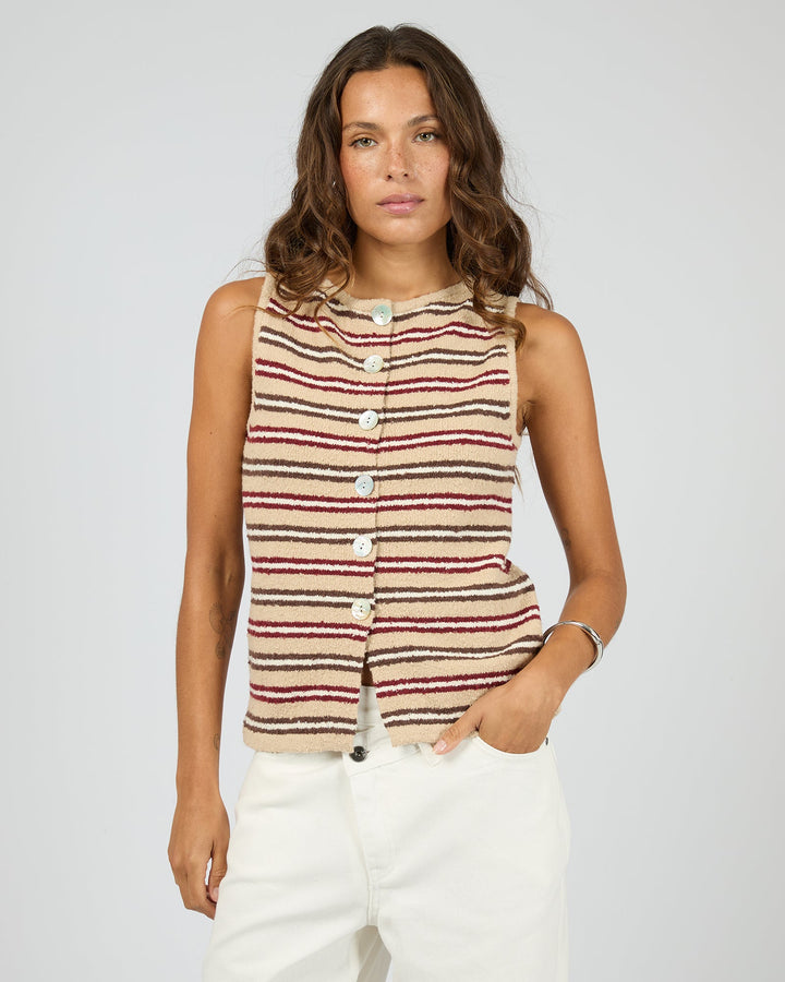 Silent Theory Scout Knit Vest Top - Beige