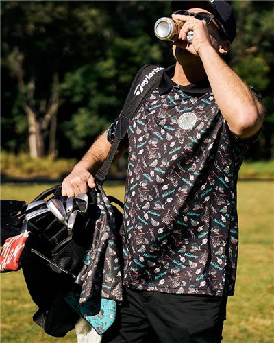 The Mad Hueys Hueys Golf | SS Polo - Black