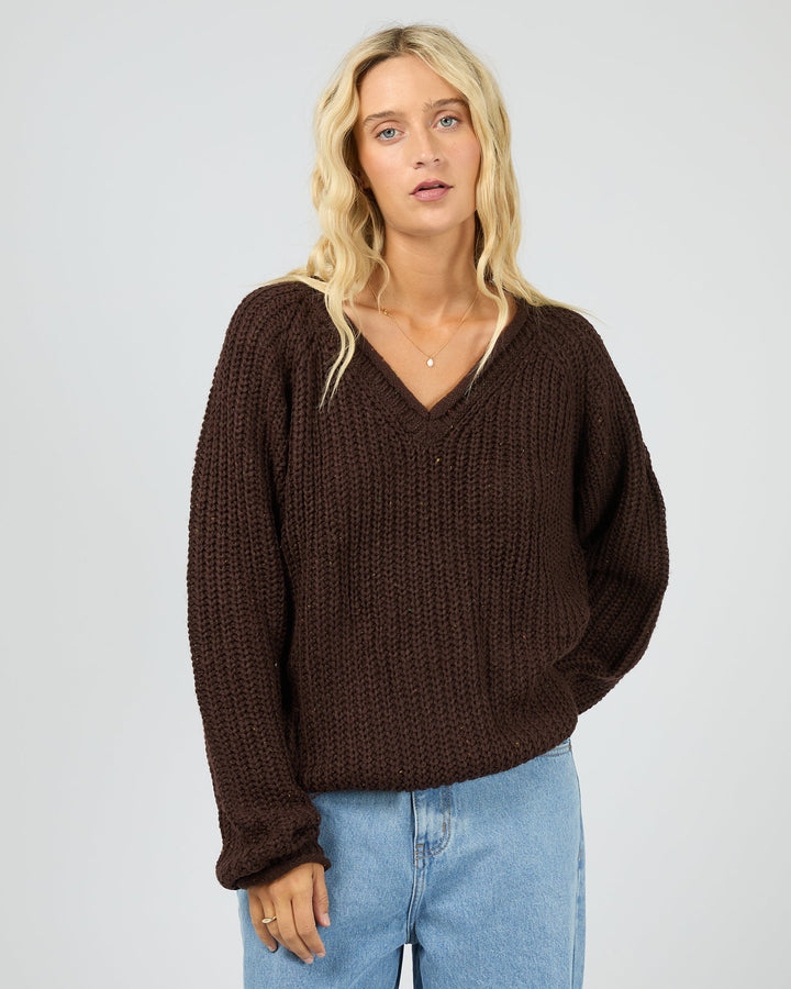 All About Eve Hali V-Neck Knit - Brown
