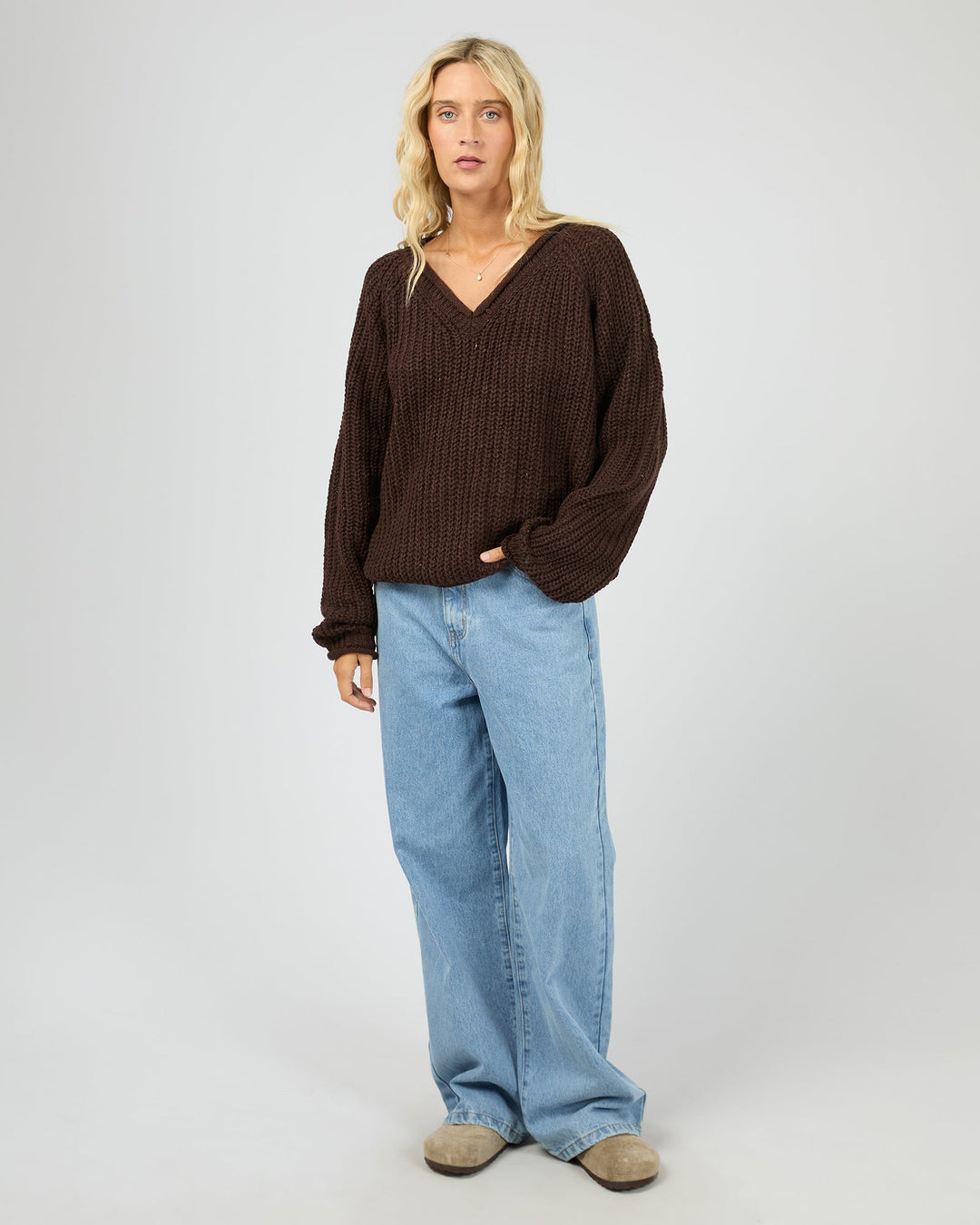 All About Eve Hali V-Neck Knit - Brown - view 2