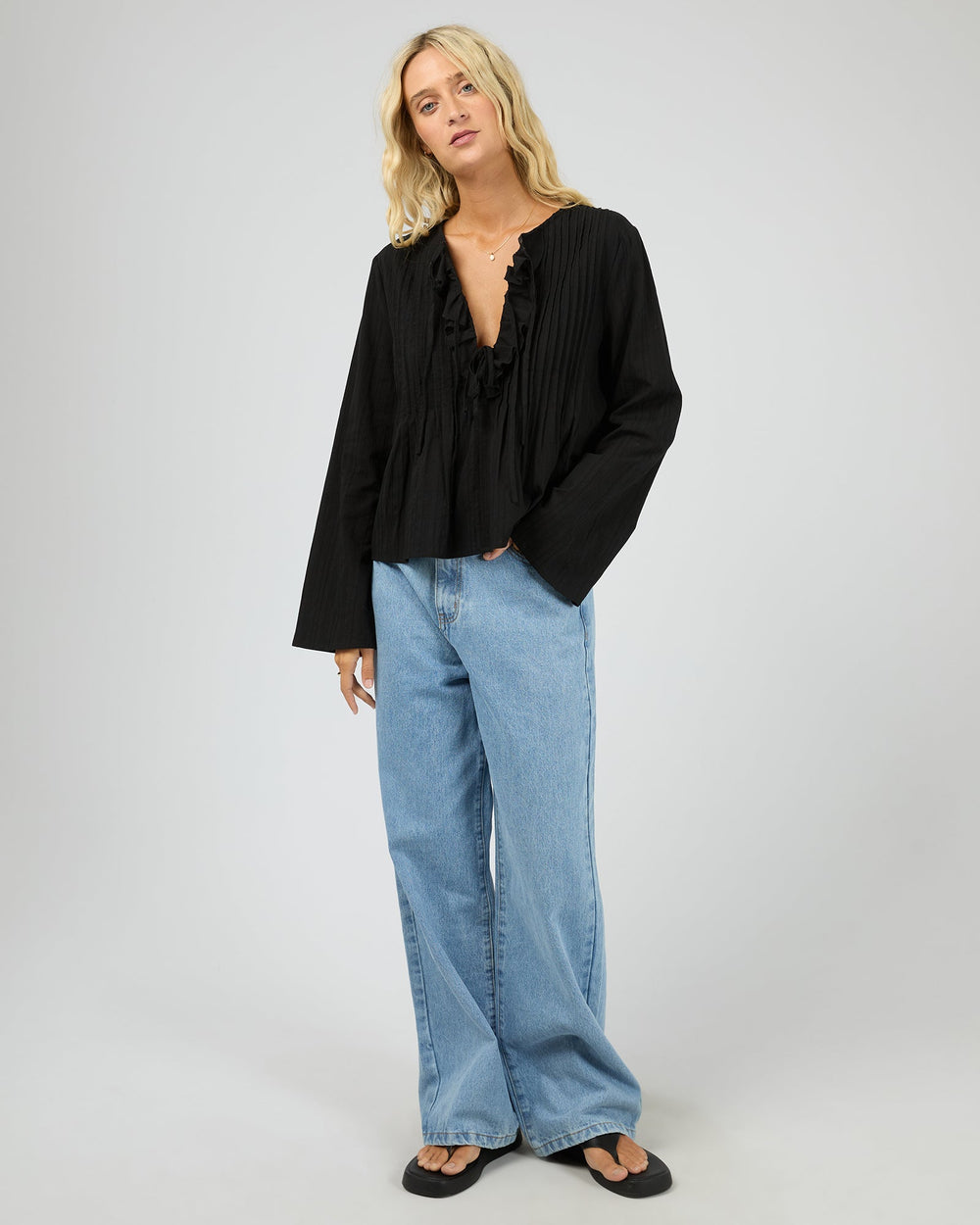 All About Eve Nyxie Ruffle Top - Black - view 2