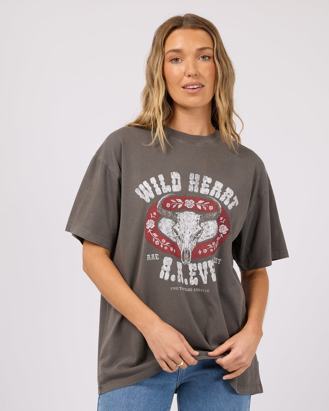 All About Eve Wild Heart Relaxed Tee - Charcoal