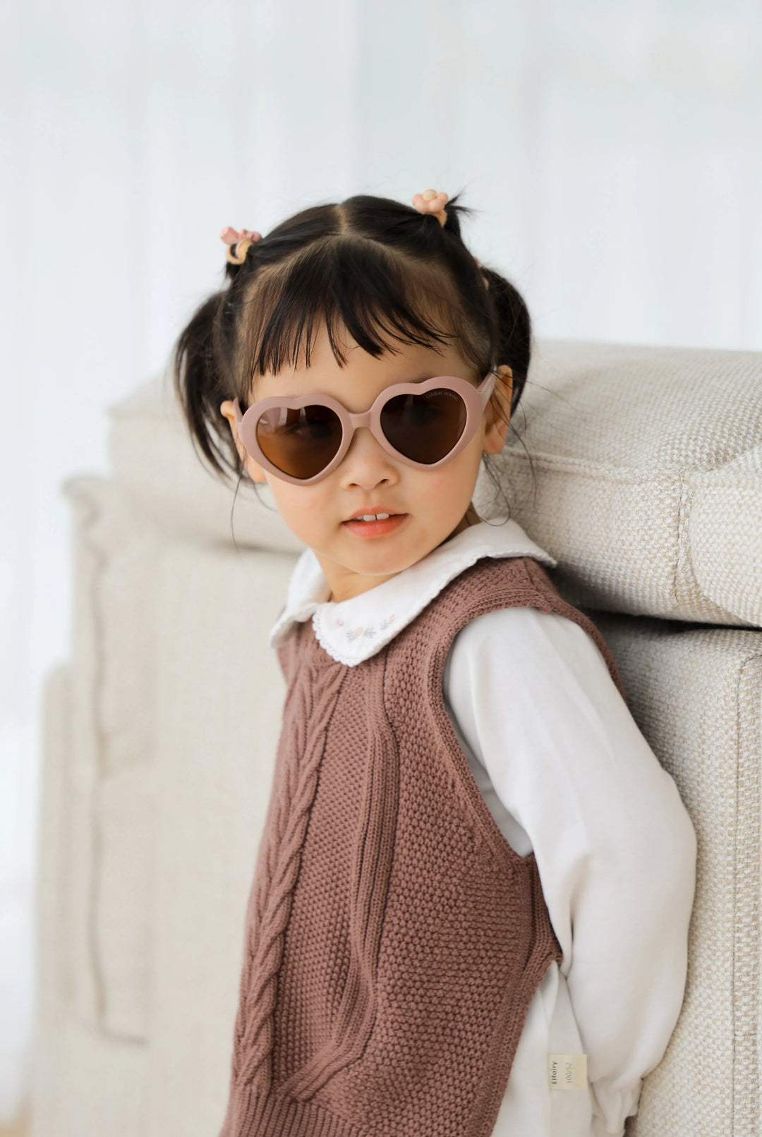 Lummi Bunny Heart Kids Sunglasses in Rosewood, view 8