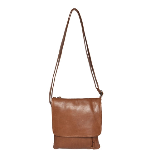 Modapelle - Leather Cross Body with Card Compartment - Tan
