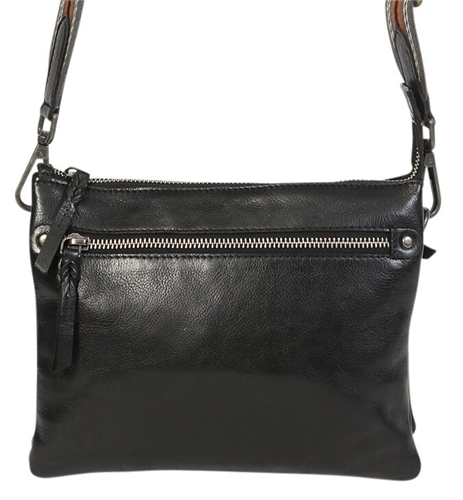 Modapelle - 3 Compartment Cross Body Bag With Extra Strap - Black