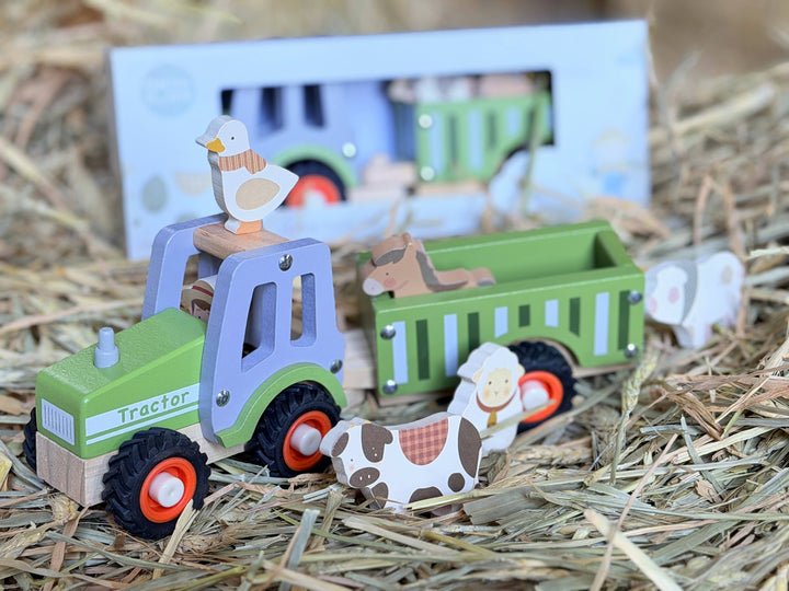ToysLink Onya Kids Green Tractor with Farm Animals