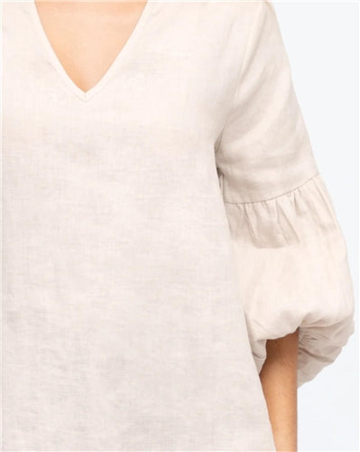 White Closet -V-Neck Long Sleeve-Elastic Cuff- Oatmeal