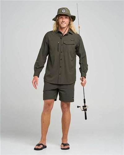 The Mad Hueys Hueys Good Life | UPF 50+ Fishing Shirt - Oil Green