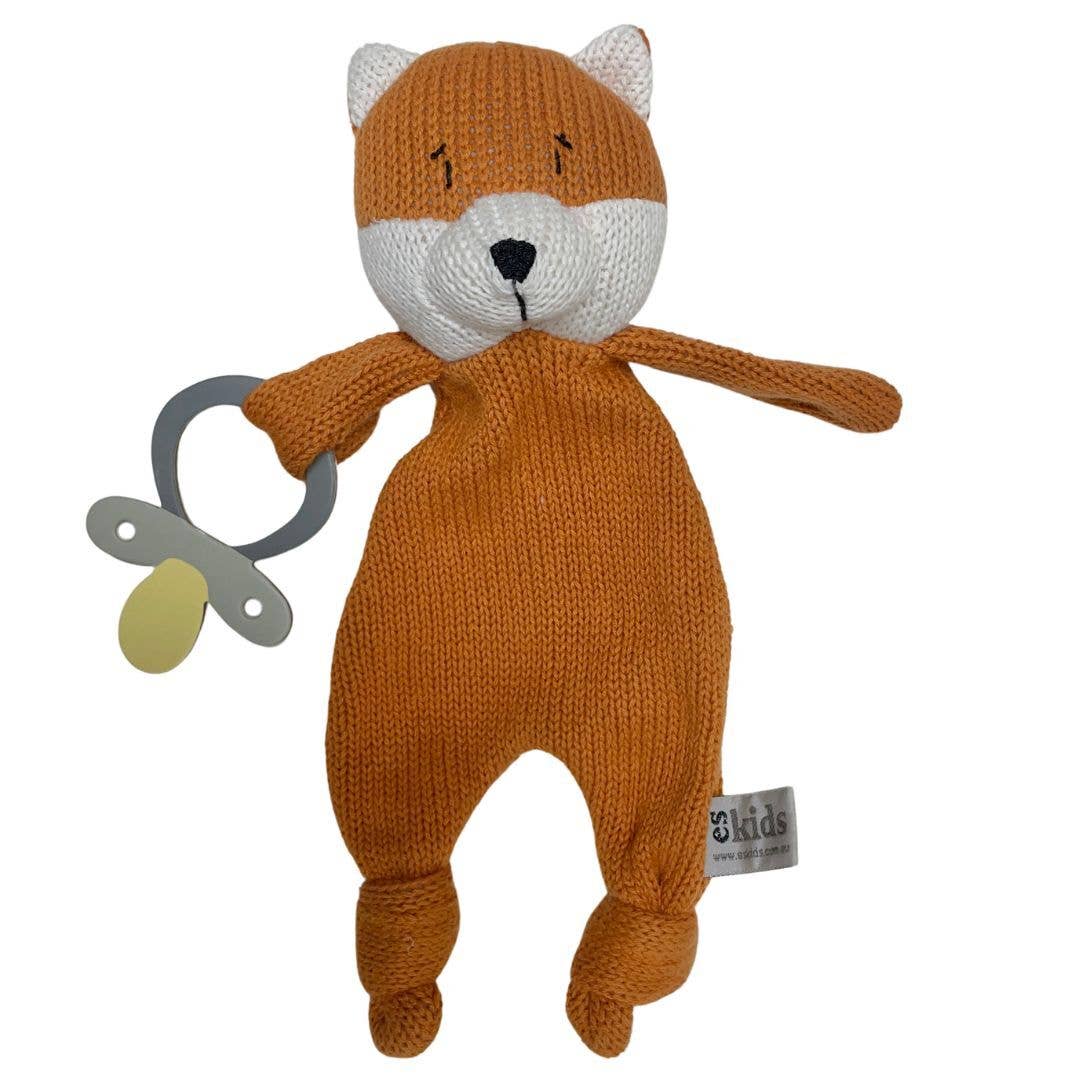 ES Kids - Eco Knitted Fox Baby Comforter With Dummy Holder