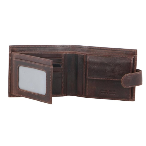 Pierre Cardin Italian Leather Tab Wallet - Chocolate