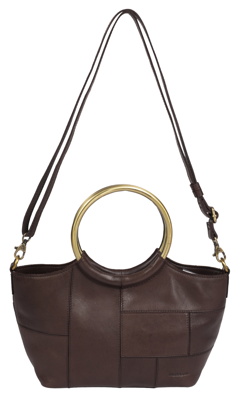 Modapelle Vintage Leather Cross Body Handbag in Brown, back view