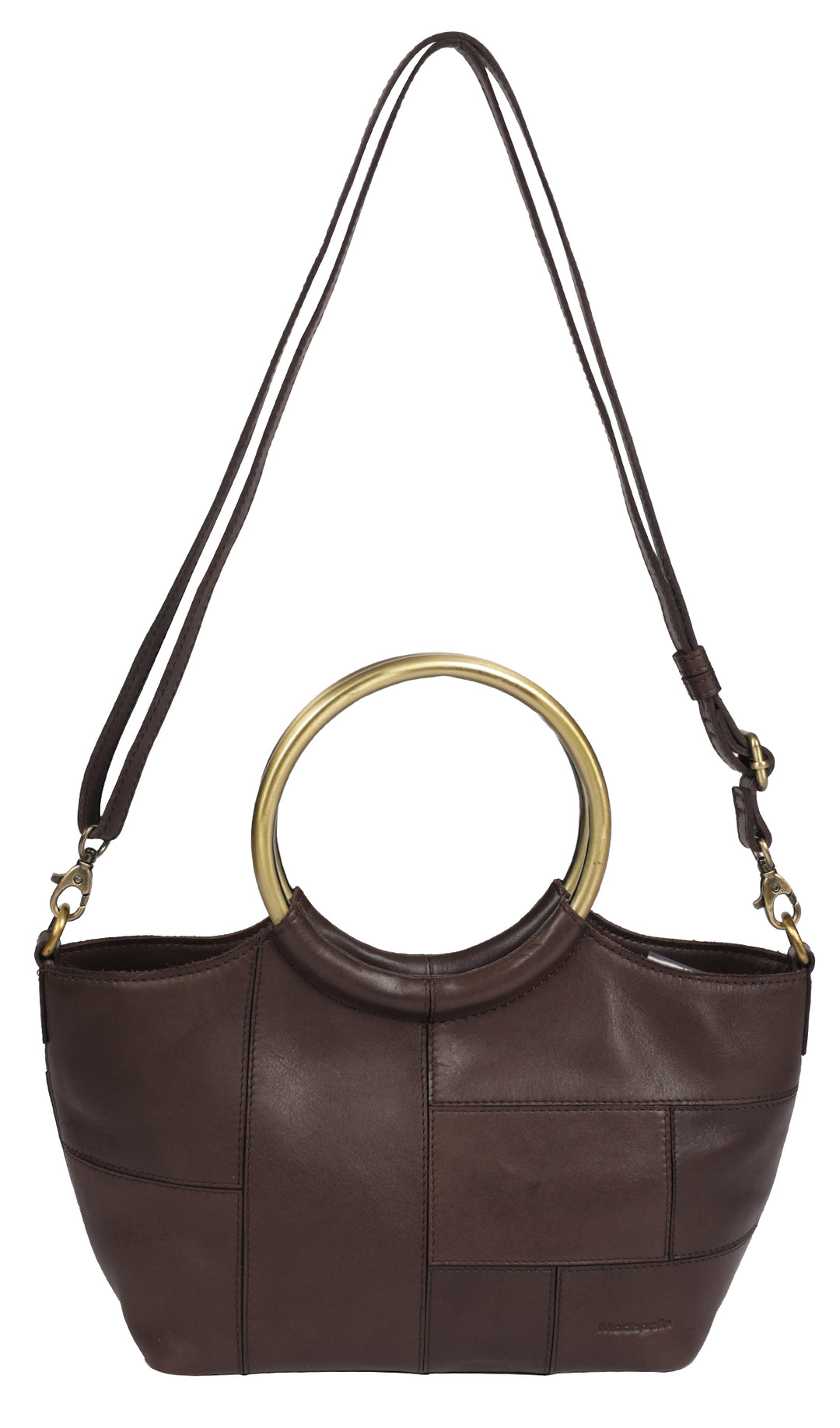 Modapelle Vintage Leather Cross Body Handbag in Brown, back view