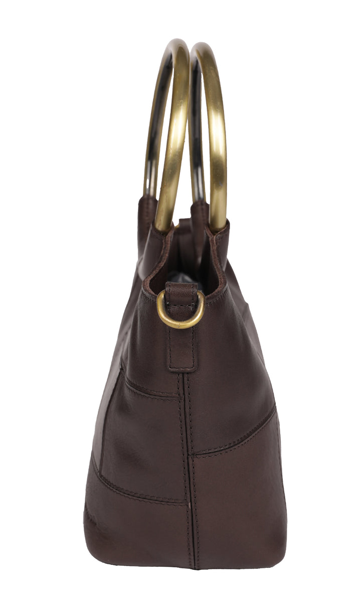 Modapelle Vintage Leather Cross Body Handbag in Brown, side view