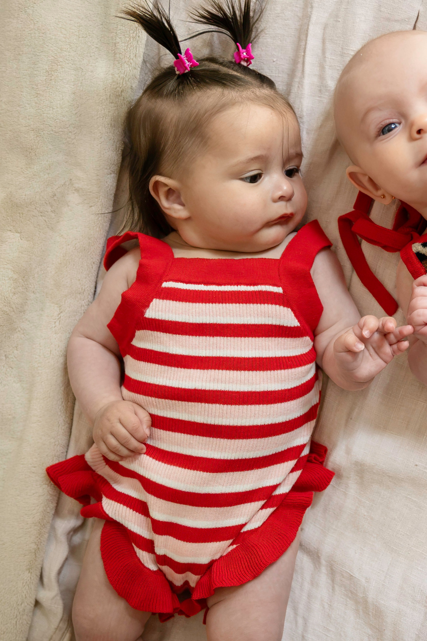 Poss &amp; Soss Rosie Romper in Candy Stripes, front