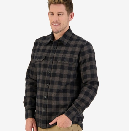 Swanndri - Port Road L/S Shirt - Merlot/Coffee