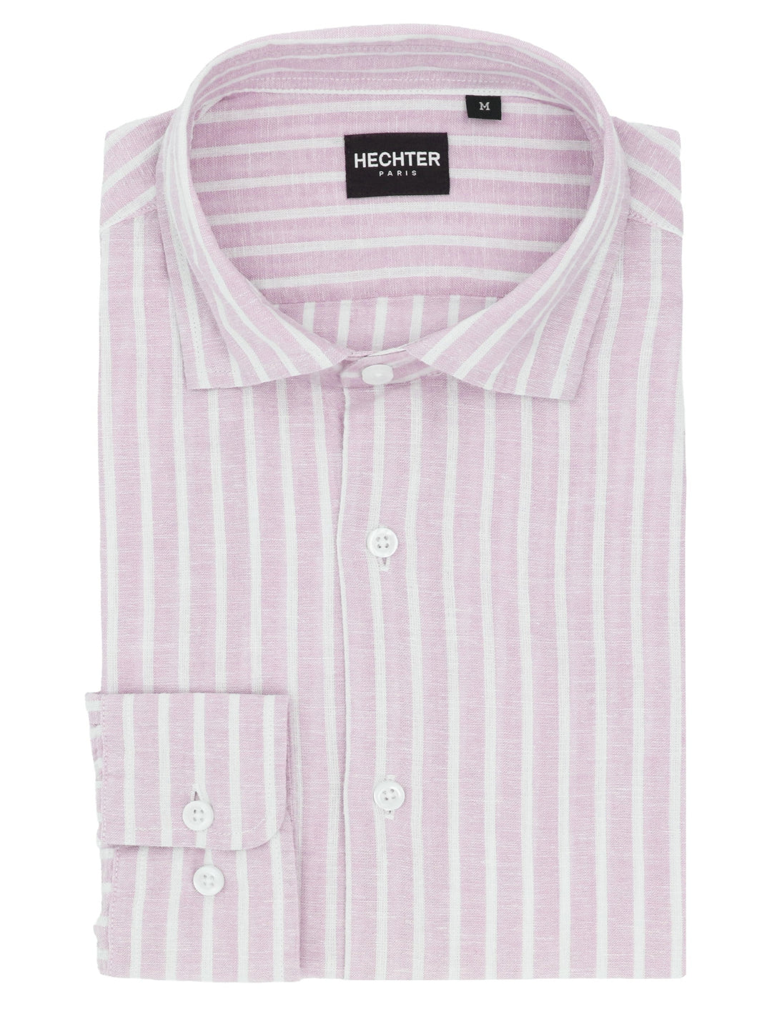 Hechter Paris Sel striped cotton linen shirt in pink