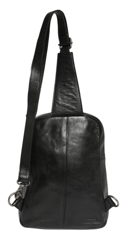 Modapelle Soft Cow Leather Multi Zip Comp/Pockets Cross Body Black