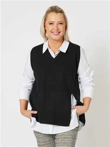 Threadz - Vicky Side Split Vest - Black