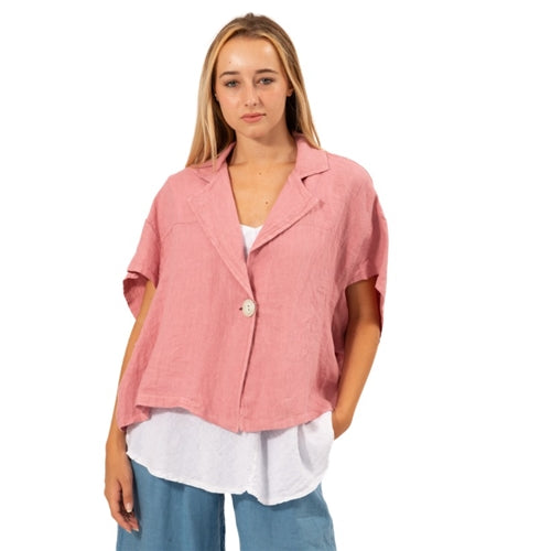 Vera May - Italian Linen Short Jacket - Pink