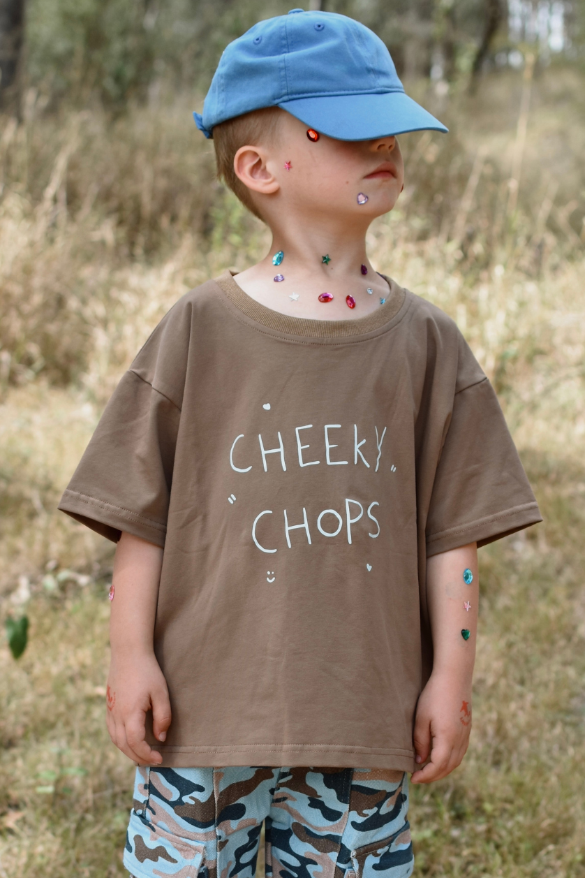 Poss &amp; Soss Cheeky Chops Tee, Chocolate, front view