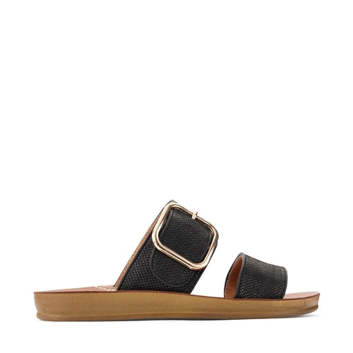 Los Cabos Doti Slide - Black Raffia