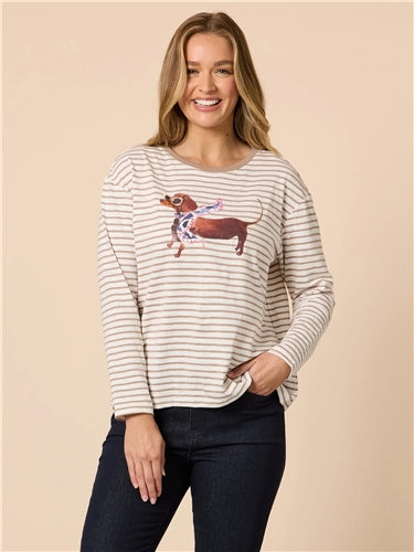 Threadz - Chien Chic Long Sleeve Tee - Natural
