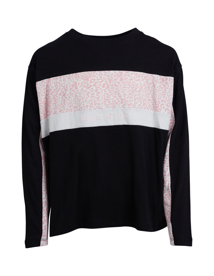 Eve Girl Base Panelled Lslv Tee (Size 8-16) - Black