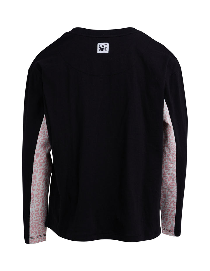 Eve Girl Base Panelled Lslv Tee (Size 8-16) - Black - view 2