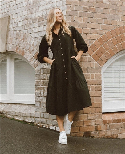 Ebby and I - Linen Maxi Dress - Black