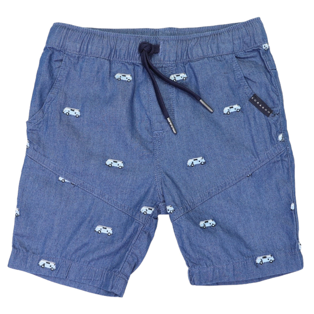 Korango - Kombi Van Embroidered Shorts - Euro Red