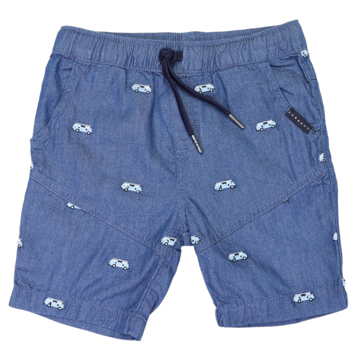 Korango - Kombi Van Embroidered Shorts - Euro Red