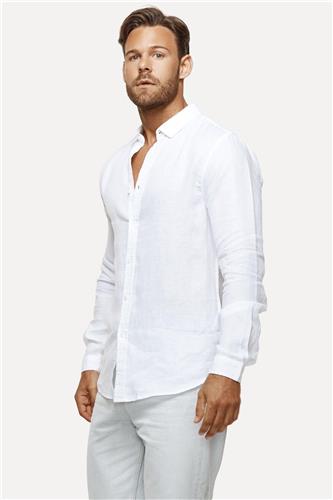 Industrie - Tennyson Linen Long Sleeve Shirt - White