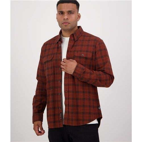 Swanndri - Port Road L/S Shirt - Merlot/Coffee