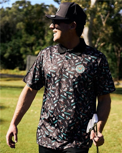 The Mad Hueys Hueys Golf | SS Polo - Black
