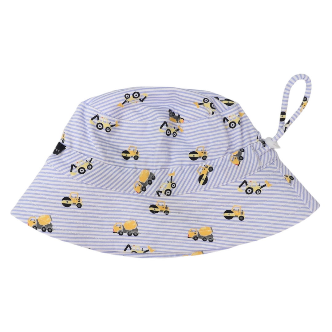 Korango - Trucks and Diggers Cotton Sun Hat - Blue