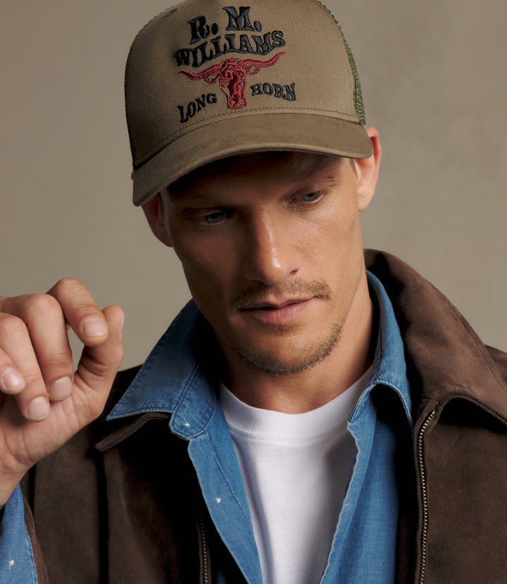 R.M.Williams R.M.W. Longhorn trucker cap - Dark Olive - view 2