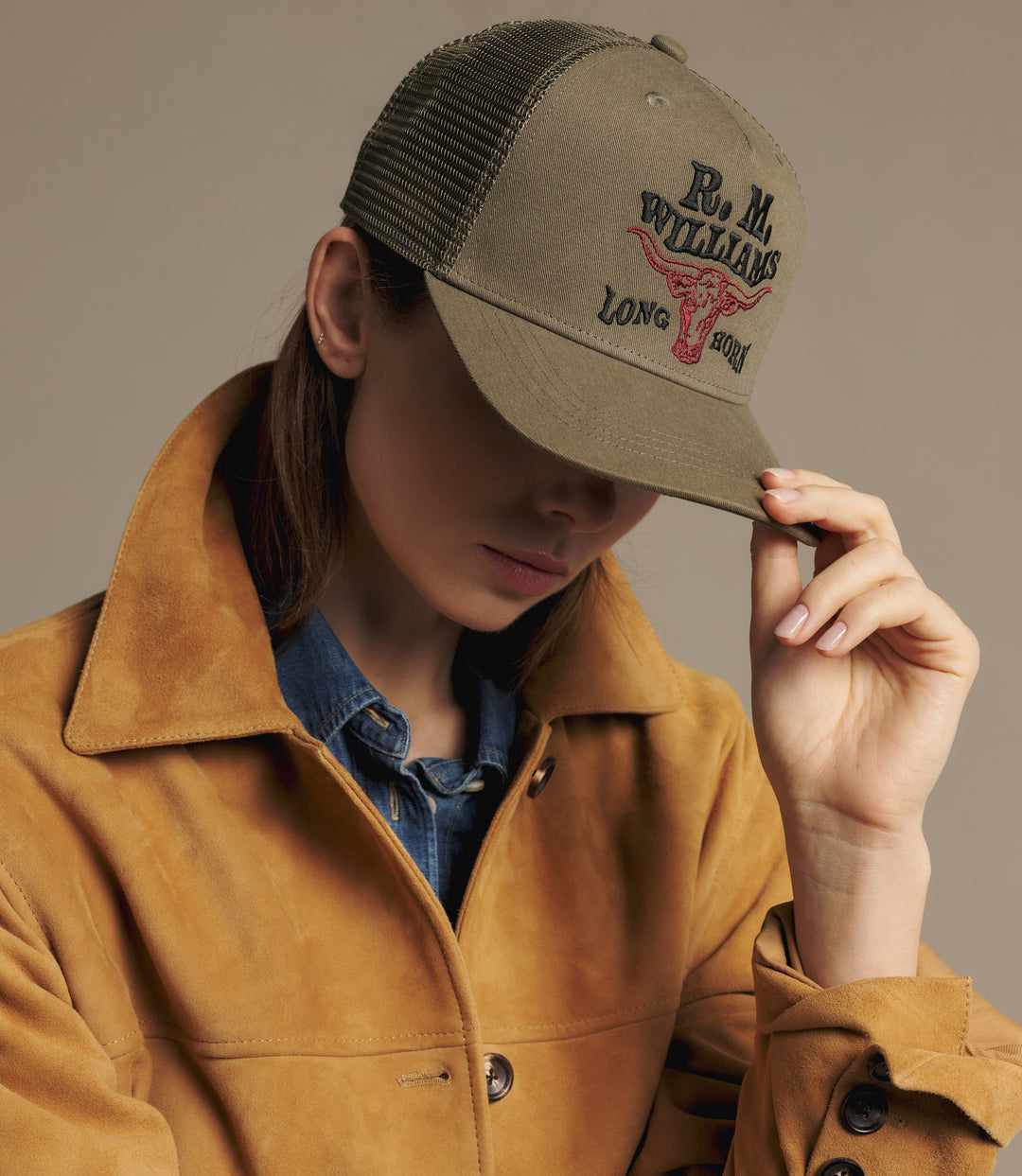 R.M.Williams R.M.W. Longhorn trucker cap - Dark Olive - view 6