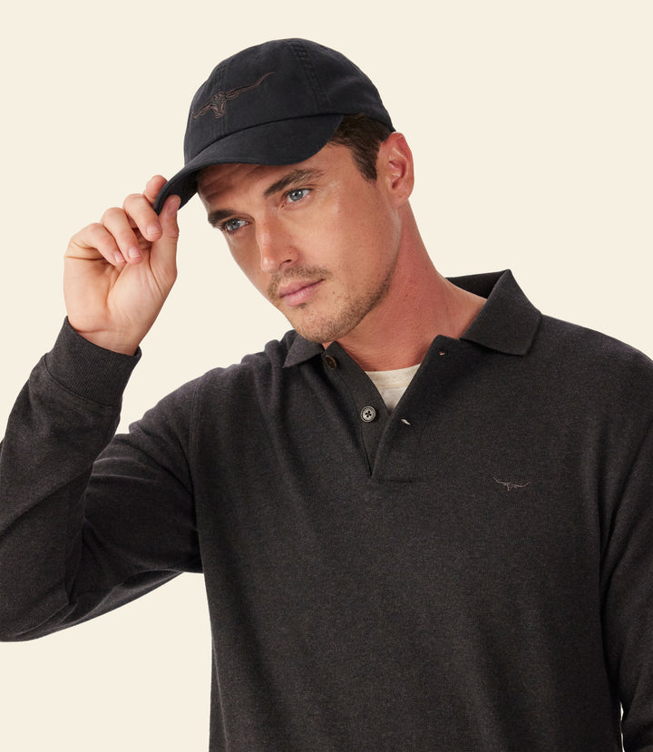 R.M.Williams Longhorn Twill Cap - Black Wash - view 2