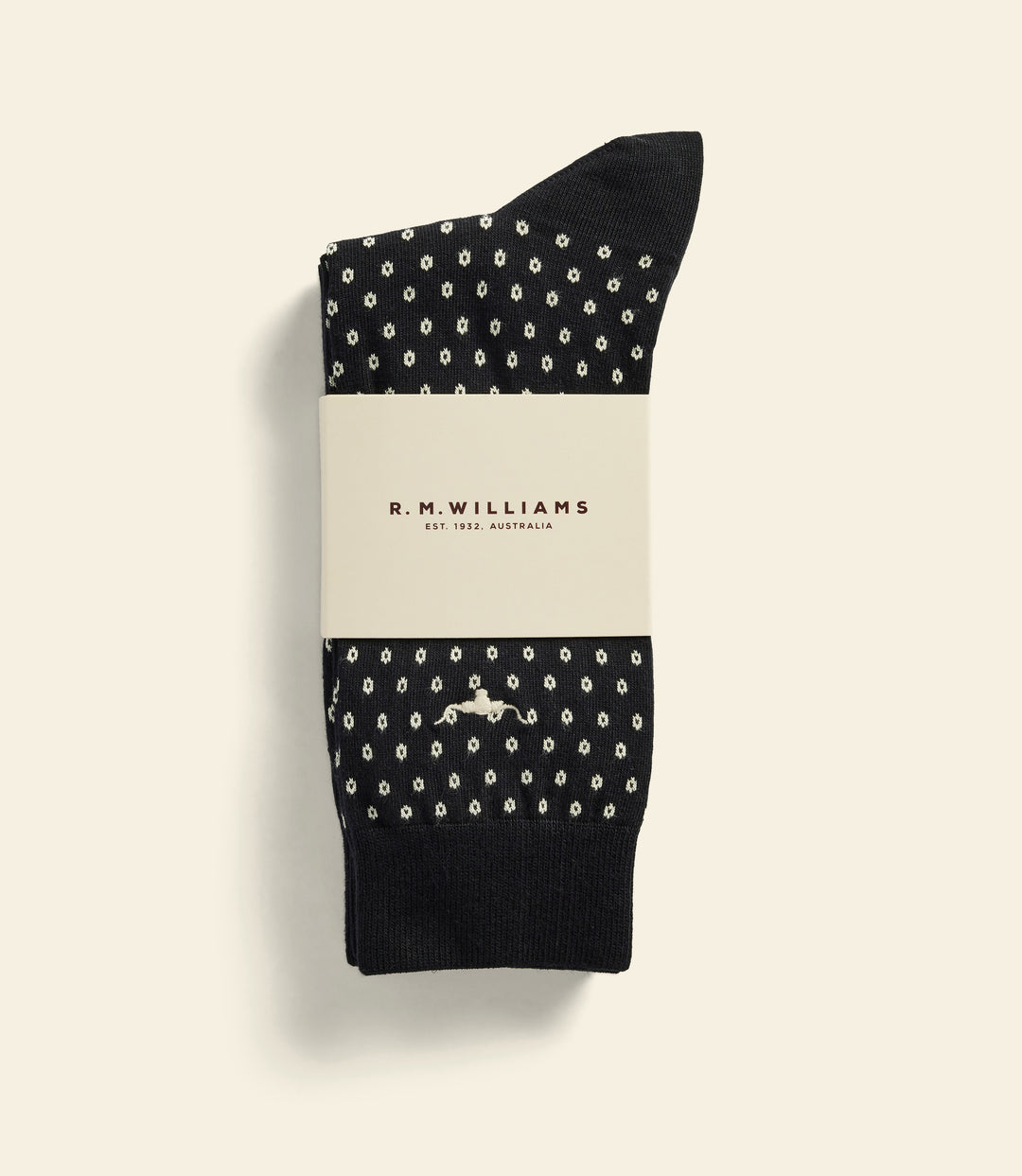 R.M.Williams Nelson polka dot sock 2 pack - Black/Cream