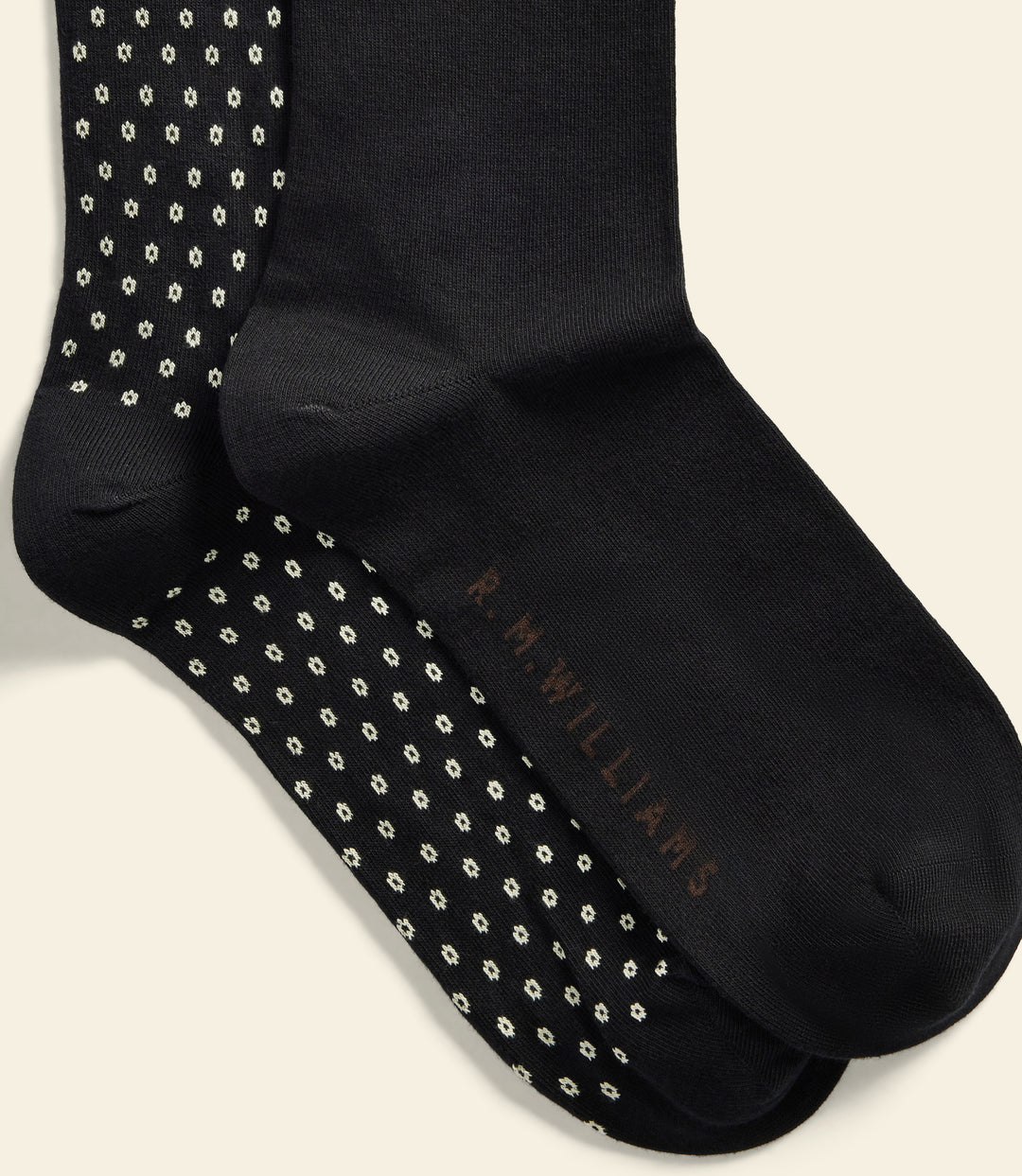 R.M.Williams Nelson polka dot sock 2 pack - Black/Cream
